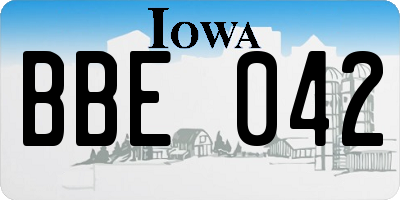 IA license plate BBE042