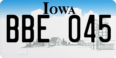 IA license plate BBE045