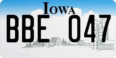 IA license plate BBE047