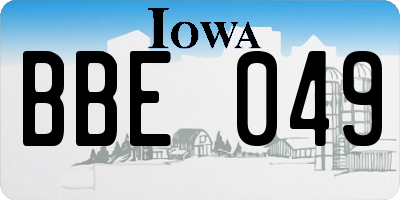IA license plate BBE049
