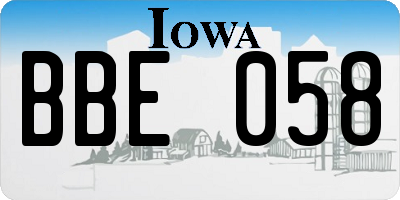 IA license plate BBE058