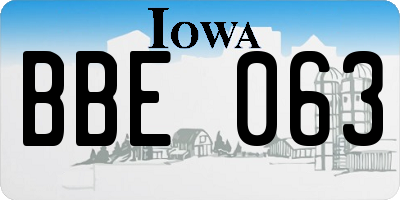 IA license plate BBE063