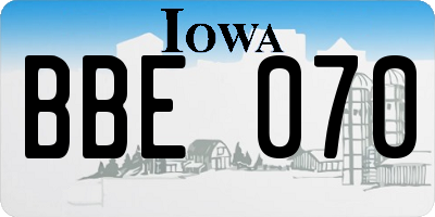 IA license plate BBE070