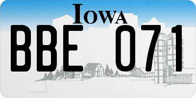 IA license plate BBE071