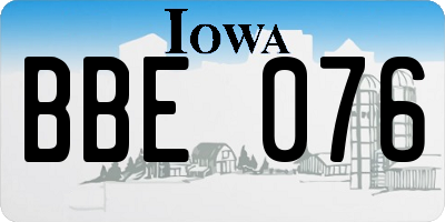 IA license plate BBE076