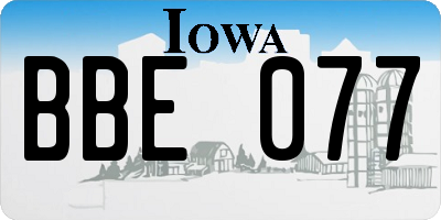 IA license plate BBE077