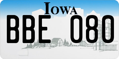 IA license plate BBE080