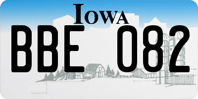 IA license plate BBE082