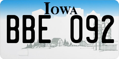 IA license plate BBE092