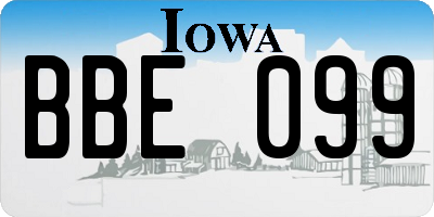 IA license plate BBE099