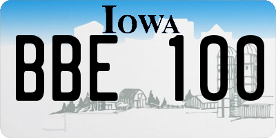 IA license plate BBE100