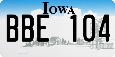 IA license plate BBE104