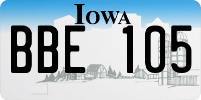 IA license plate BBE105