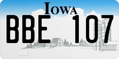 IA license plate BBE107