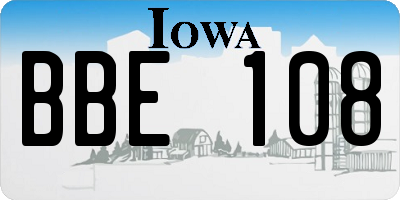 IA license plate BBE108