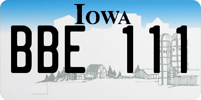IA license plate BBE111