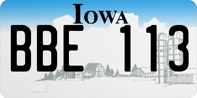 IA license plate BBE113