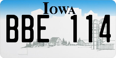 IA license plate BBE114
