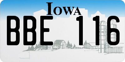 IA license plate BBE116