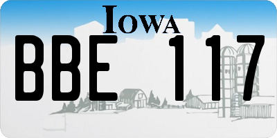 IA license plate BBE117