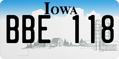 IA license plate BBE118