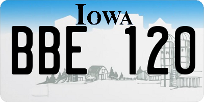IA license plate BBE120