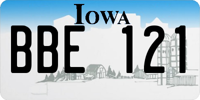 IA license plate BBE121