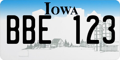 IA license plate BBE123