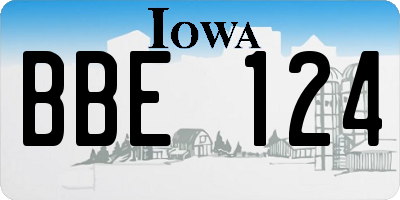 IA license plate BBE124