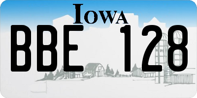 IA license plate BBE128