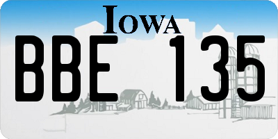 IA license plate BBE135