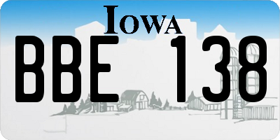 IA license plate BBE138