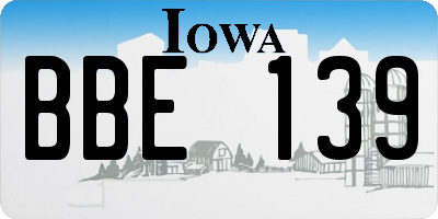 IA license plate BBE139