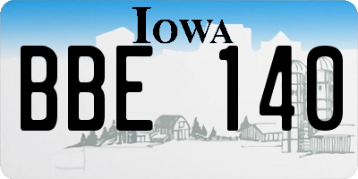 IA license plate BBE140