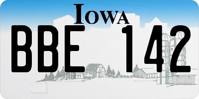 IA license plate BBE142
