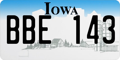 IA license plate BBE143