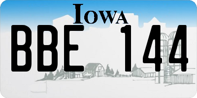 IA license plate BBE144