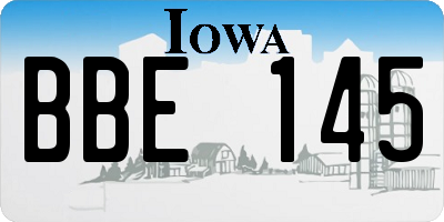IA license plate BBE145