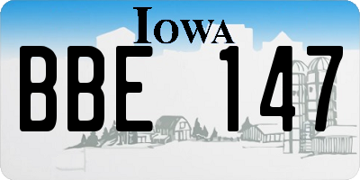 IA license plate BBE147
