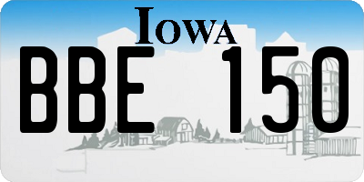 IA license plate BBE150