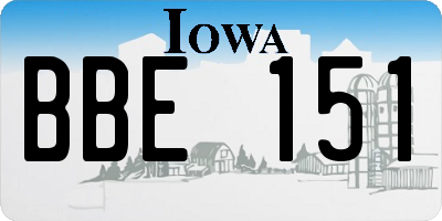 IA license plate BBE151