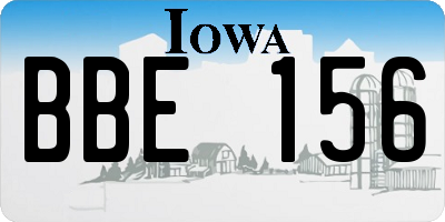 IA license plate BBE156