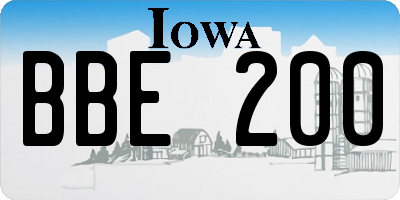 IA license plate BBE200