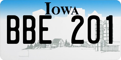 IA license plate BBE201