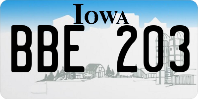 IA license plate BBE203