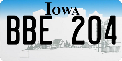 IA license plate BBE204