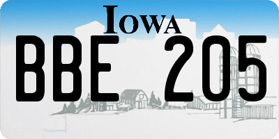 IA license plate BBE205