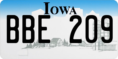 IA license plate BBE209