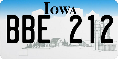 IA license plate BBE212