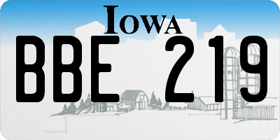 IA license plate BBE219